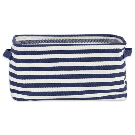 DII® Medium French Blue & White Herringbone Striped PE-Coated Cotton Laundry Bins, 2ct.